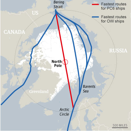 Guardians map of Arctic Shipping