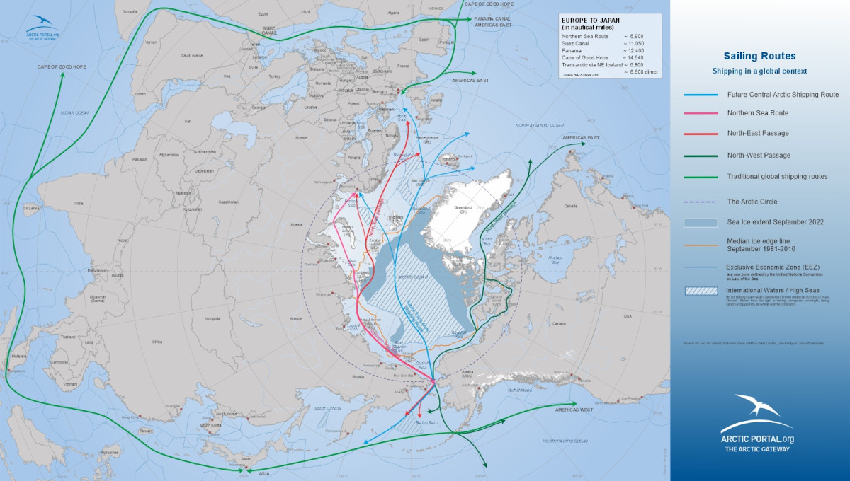 Map: Shipping routes in a global context