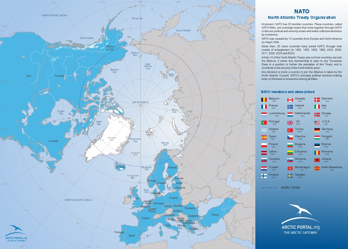 Arctic Portal Map: NATO members - North Atlantic Treaty Organization