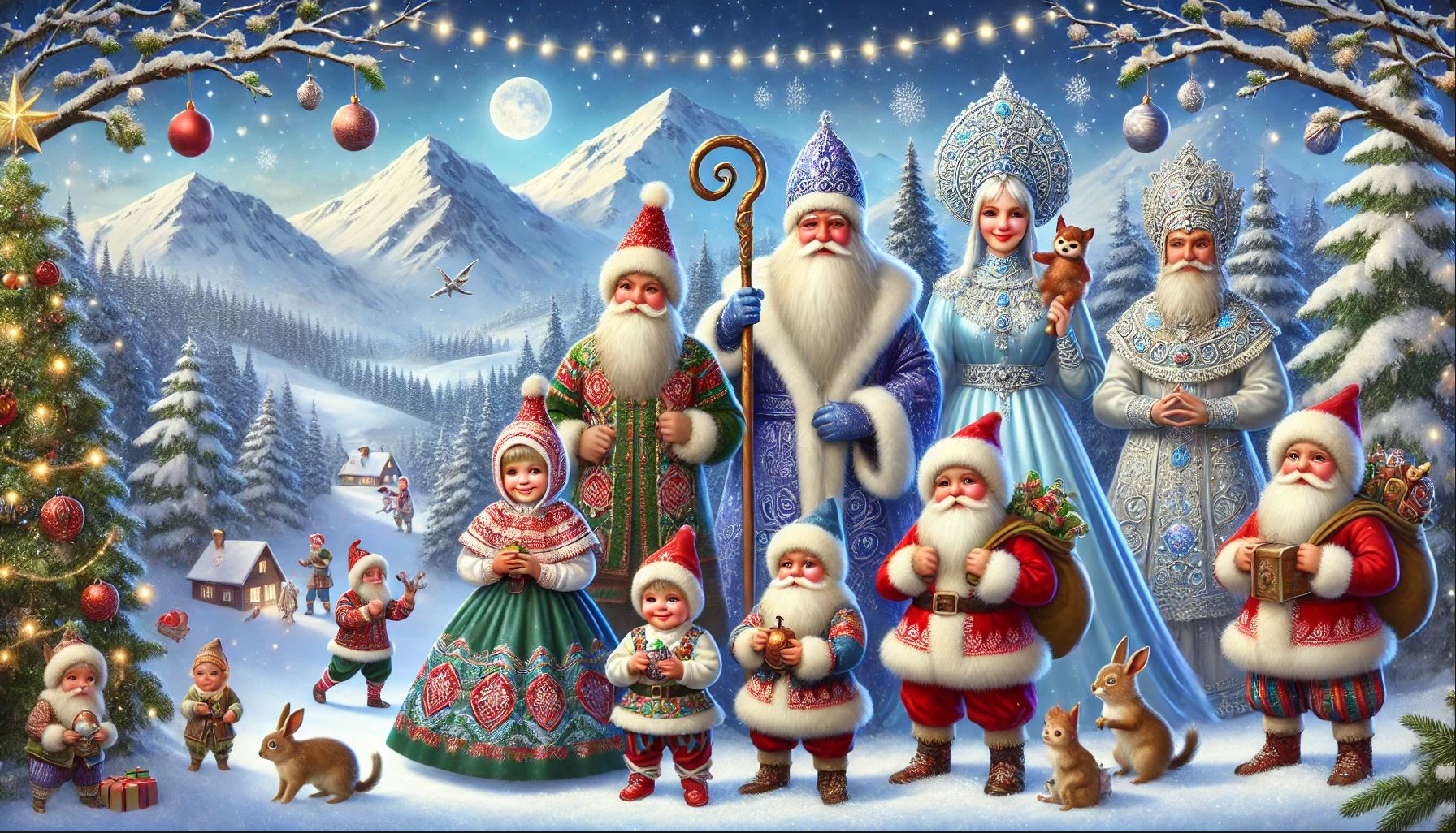 Arctic Christmas figures, Yulelads, Julenisser, Ded Moroz and Snegurochka