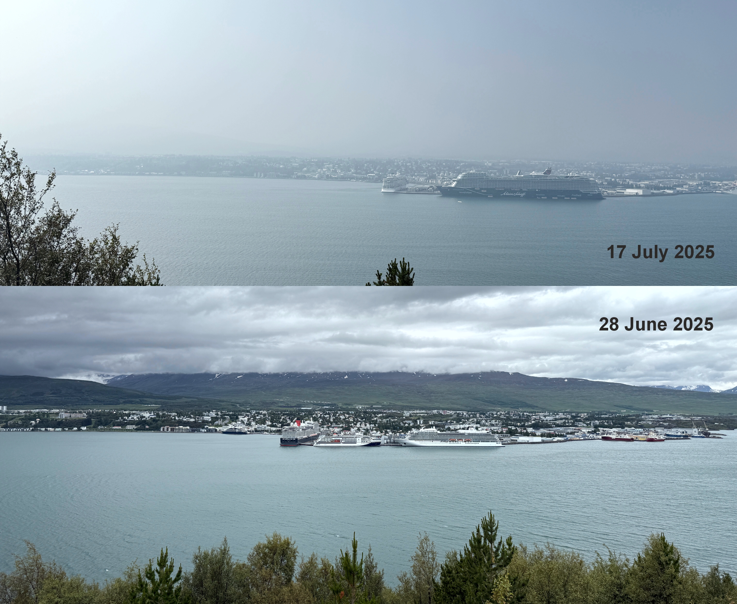 Volcanic air pollution in Akureyri 2025