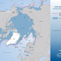 Arctic Sea Ice Deposits at Annual maximum in February 2025