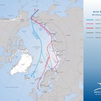 Arctic Sea Routes with Delivery Lines in Russia - Future Central Arctic Shipping Route, Northern Sea Route, North-East Passage